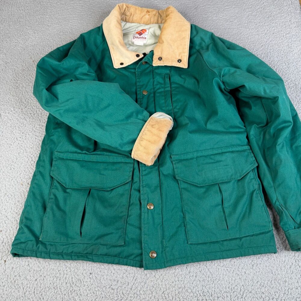VTG COLUMBIA Jacket Men XL Green Corduroy Collar Lined Sport Streetwear SPOTS
